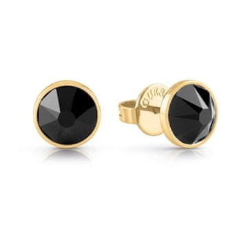 Guess Moški pozlačeni uhani s črnimi kristali Frontiers JUME01343JWYGBKT / U