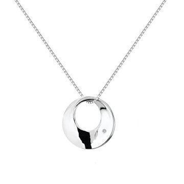 Hot Diamonds Elegantna srebrna ogrlica z diamantom Quest DP787 (verižica, obesek)