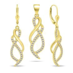 Brilio Silver Bleščeč pozlačen komplet nakita s cirkoni SET222Y