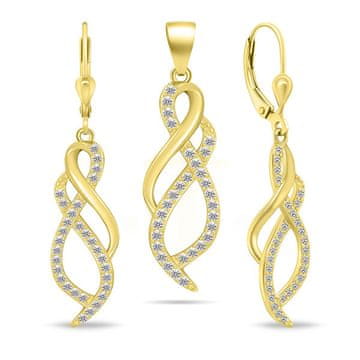 Brilio Silver Komplet nakita s sijajno pozlato in kubičnimi cirkoni SET222Y (uhani, obesek)