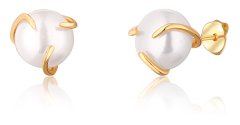 JwL Luxury Pearls Modni pozlačeni uhani z rečnim biserom JL0737