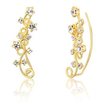 JwL Luxury Pearls Čudoviti pozlačeni dolgi uhani s kristali JL0740