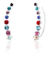 JwL Luxury Pearls Ujemajoči se dolgi uhani z barvnimi kristali JL0742