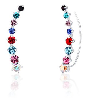 JwL Luxury Pearls Ujemajoči se dolgi uhani z barvnimi kristali JL0742