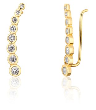 JwL Luxury Pearls Pozlačeni dolgi uhani z lesketajočimi se kristali JL0743