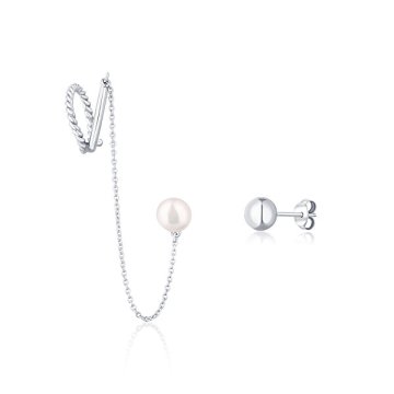 JwL Luxury Pearls Asimetrični uhani s pravim biserom JL0747