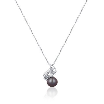 JwL Luxury Pearls Nežna ogrlica s pravimi biseri in cirkoni JL0750 (verižica, obesek)
