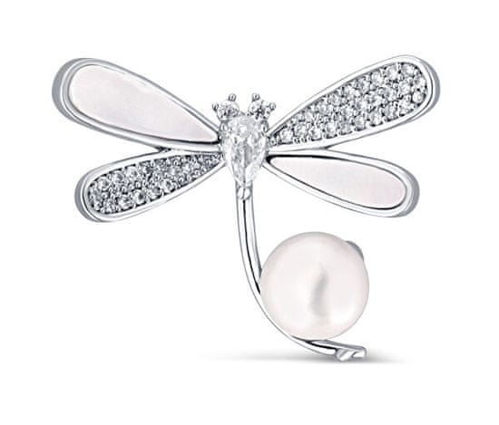 JwL Luxury Pearls Bleščeča broška kačji pastir s pravimi biseri in kristali JL0763