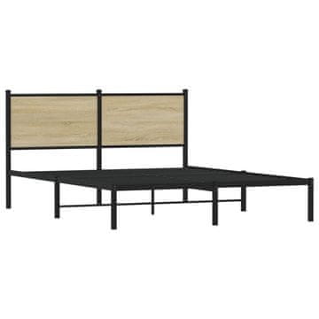 Vidaxl Kovinski posteljni okvir brez vzmetnice sonoma hrast 137x190cm