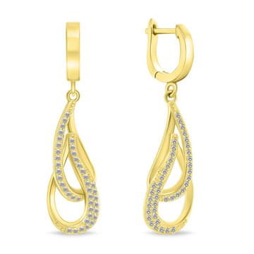 Brilio Silver Bleščeči pozlačeni uhani s cirkoni EA448Y