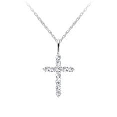 Preciosa Dizajnerska srebrna ogrlica Tender Cross s kubičnim cirkonijem Preciosa 5332 00