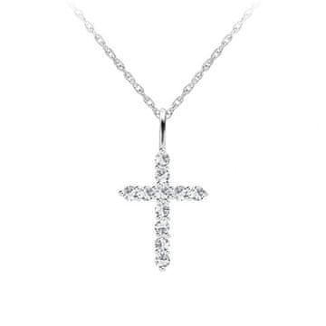 Preciosa Dizajnerska srebrna ogrlica Tender Cross s kubičnim cirkonijem Preciosa 5332 00