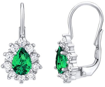 Silvego Srebrni uhani z zelenim Swarovski Ustvarjeni kamni SILVEGO31866G