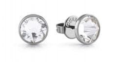 Guess Moški jekleni uhani s prozornimi kristali Frontiers JUME01343JWSTT / U