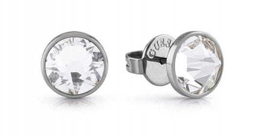 Guess Moški jekleni uhani s prozornimi kristali Frontiers JUME01343JWSTT / U