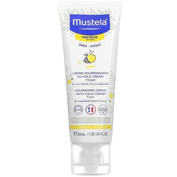 Mustela Otroška negovalna krema za obraz s čebeljim voskom za suho kožo (Nourishing Face Cream with Cold Cre