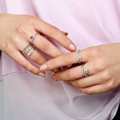 Pandora Srebrni prstan You & Me 196574CZRMX (Obseg 50 mm)