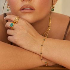 Hot Diamonds Fina pozlačena zapestnica Jac Jossa Hope DL646 iz malahita in diamanta