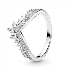 Pandora Eleganten srebrn prstan z lesketajočimi se kamni 197736CZ (Obseg 50 mm)