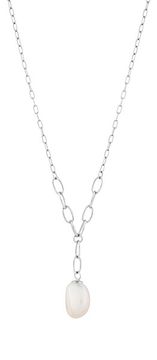 Preciosa Nežna srebrna ogrlica s pristnim bisernim srcem 5356 01