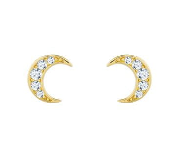 Preciosa Bleščeči pozlačeni uhani iz kubičnega cirkonija Moon Star 5363Y00