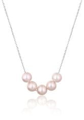 JwL Luxury Pearls Fina srebrna ogrlica z rožnatimi rečnimi biseri JL0784