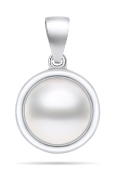 Brilio Silver Minimalističen srebrn obesek s pravim biserom PT89W