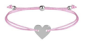 Troli Zapestnica iz vrvice s srčkasto roza / jeklo