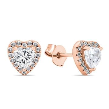 Brilio Silver Romantični bronasti uhani s cirkoni Heart EA574R