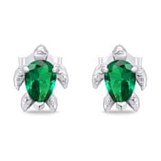 Brilio Silver Igrivi srebrn komplet nakita s cirkoni Turtle SET233WG (uhani, obesek)