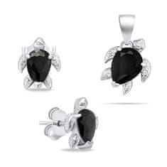 Brilio Silver Igrivi srebrn komplet nakita s cirkoni Turtle SET233WBC (uhani, obesek)