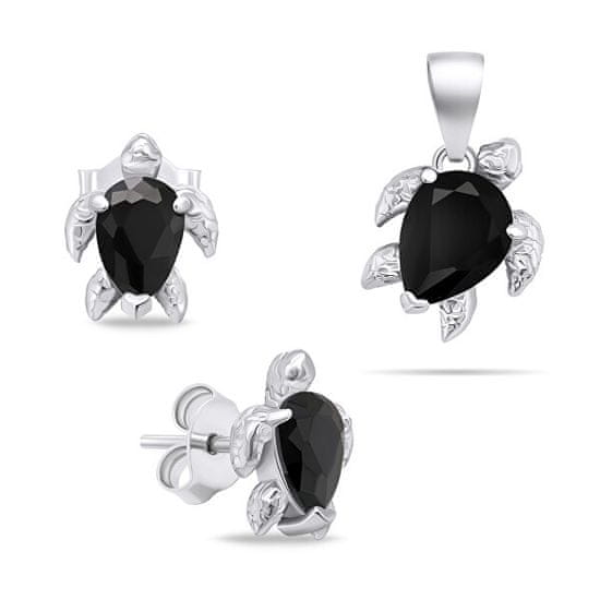 Brilio Silver Igrivi srebrn komplet nakita s cirkoni Turtle SET233WBC (uhani, obesek)