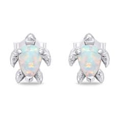 Brilio Silver Igrivi srebrni komplet nakita z opali Turtle SET235W (uhani, obesek)