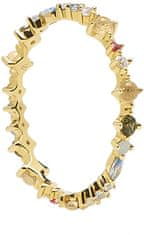 PDPAOLA Nežen pozlačen srebrn prstan z bleščečimi cirkoni PAPILLON Gold AN01-191 (Obseg 52 mm)