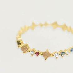 PDPAOLA Nežen pozlačen srebrn prstan z bleščečimi cirkoni PAPILLON Gold AN01-191 (Obseg 52 mm)