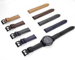 4wrist Leather strap with stitching - Black (Širina 22 mm)
