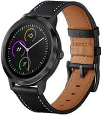4wrist Leather strap with stitching - Black (Širina 22 mm)