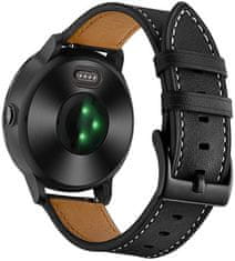 4wrist Leather strap with stitching - Black (Širina 22 mm)