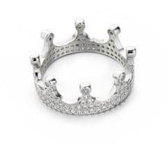 MOISS Luksuzni srebrni prstan s cirkoni Royal krona R00021 (Obseg 54 mm)