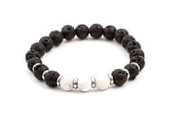 Zapestnica iz kroglic iz lava kamna in howlite MINK52 (Dolžina 19 cm)