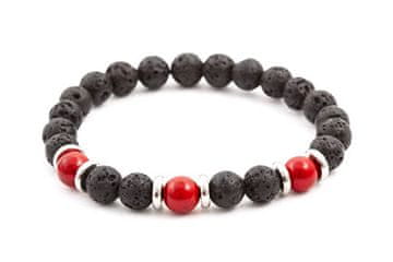 Zapestnica iz kroglic iz lava kamna in howlite MINK55