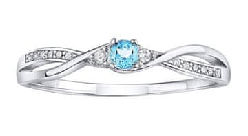 Silvego Srebrni prstan z modrim topazom in briljantnim cirkonijem JJJR1100TS