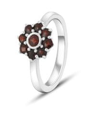 Beneto Exclusive Očarljiv srebrn prstan z granati GRAAGG1 (Obseg 58 mm)