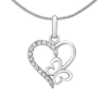 Silvego Srebrn obesek srček z metuljčkom ZT54279