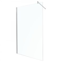 KERRA Tuš stena ALFA 100, krom profil, fiksna prozorno steklo 8 mm, prečni nosilec 
