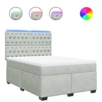 Vidaxl Box spring postelja z vzmetnico svetlo siv 140x190 cm žamet