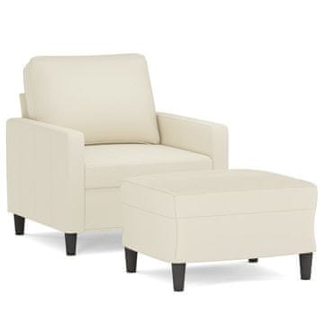 Vidaxl Fotelj s stolčkom za noge krem 60 cm žamet