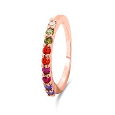 Brilio Silver Spodoben bronast prstan z barvnimi cirkoni RI063R (Obseg 58 mm)