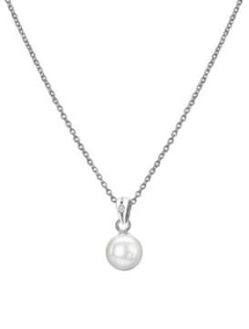 Hot Diamonds Očarljiva srebrna diamantna in biserna ogrlica Diamantni amuleti DP895 (verižica, obesek)