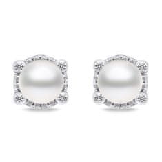 Brilio Silver Eleganten srebrn komplet nakita z biseri SET237W (uhani, obesek)